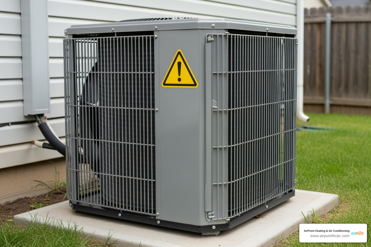 AC unit with warning symbol - emergency air conditioning repair in anaheim hills ca AC unit with warning symbol - emergency air conditioning repair in anaheim hills ca