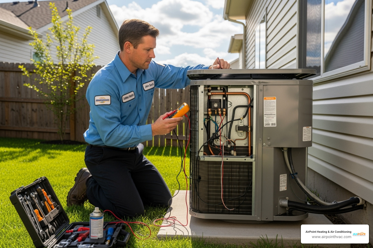 Professional technician working on an AC unit - emergency air conditioning repair in anaheim hills ca Professional technician working on an AC unit - emergency air conditioning repair in anaheim hills ca