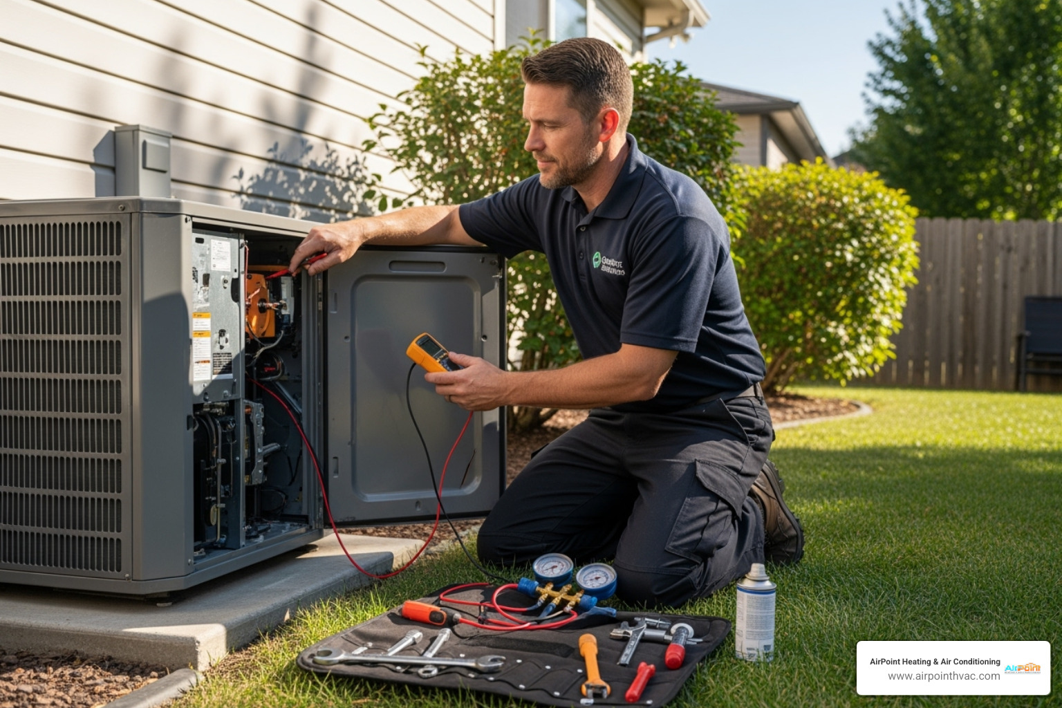A technician servicing an outdoor AC unit, highlighting professional AC repair work. - emergency air conditioning repair in aliso viejo ca