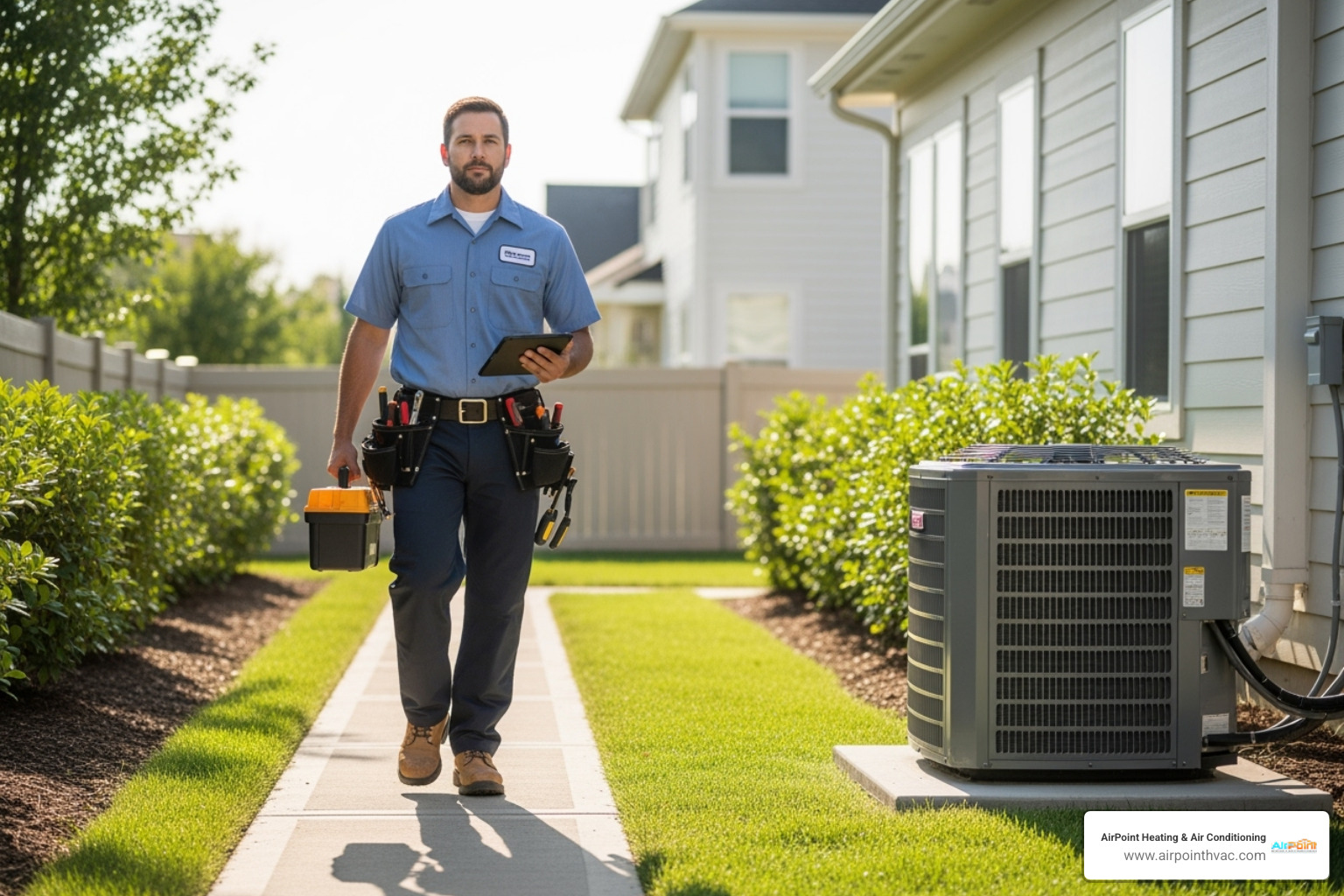 A technician approaching an outdoor AC unit with a clear, accessible path - emergency air conditioning repair in cypress ca A technician approaching an outdoor AC unit with a clear, accessible path - emergency air conditioning repair in cypress ca