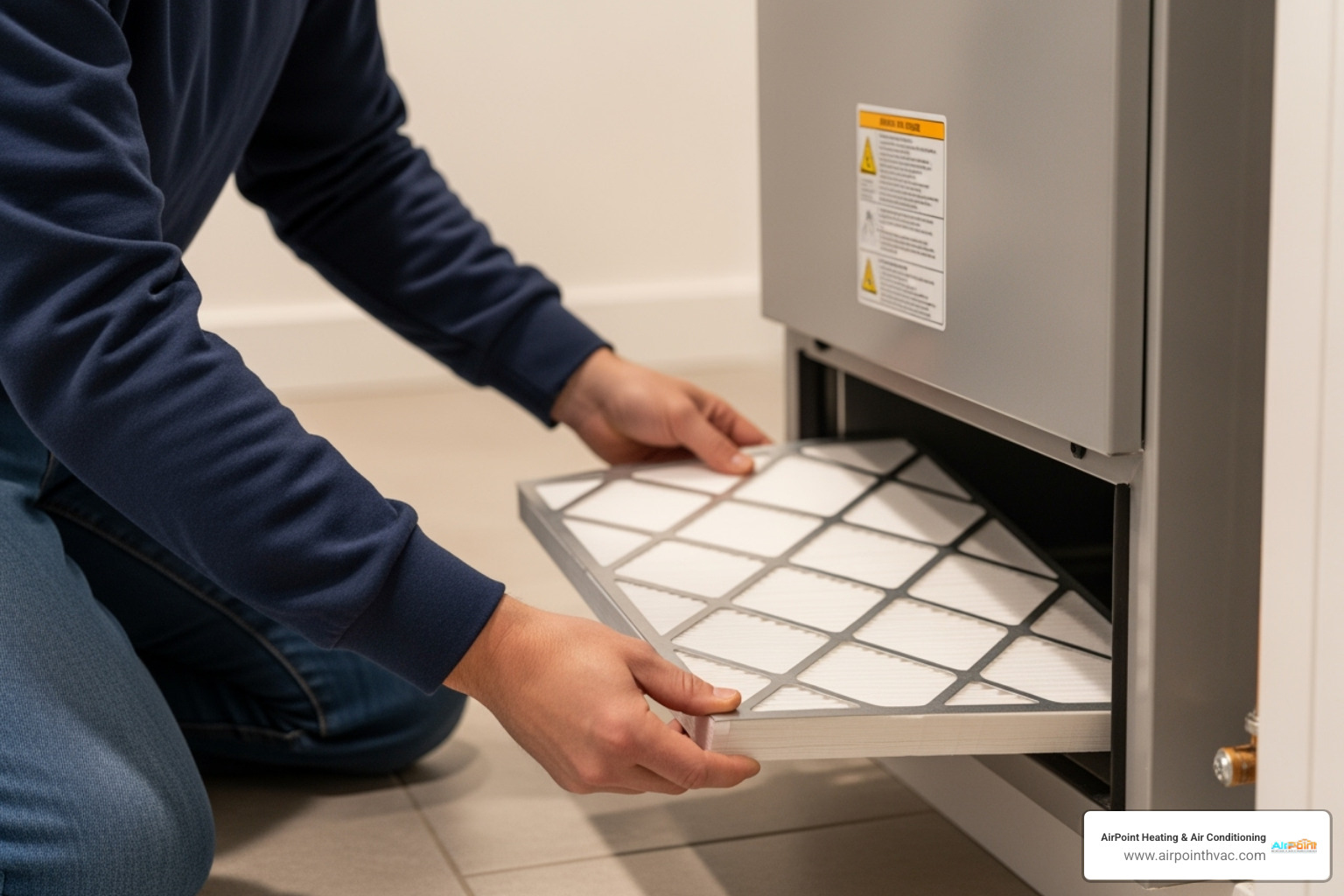 A homeowner changing a furnace filter - 24 hour heating service in cerritos ca A homeowner changing a furnace filter - 24 hour heating service in cerritos ca