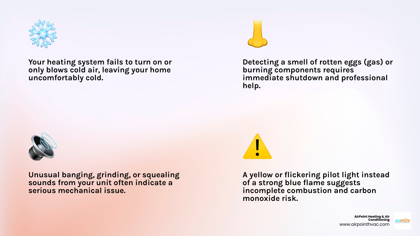 infographic showing three heating emergency signs: no heat output with frozen thermometer icon, gas smell with warning symbol, and loud mechanical noises with sound waves - emergency heating repair in anaheim ca infographic 4_facts_emoji_light-gradient infographic showing three heating emergency signs: no heat output with frozen thermometer icon, gas smell with warning symbol, and loud mechanical noises with sound waves - emergency heating repair in anaheim ca infographic 4_facts_emoji_light-gradient