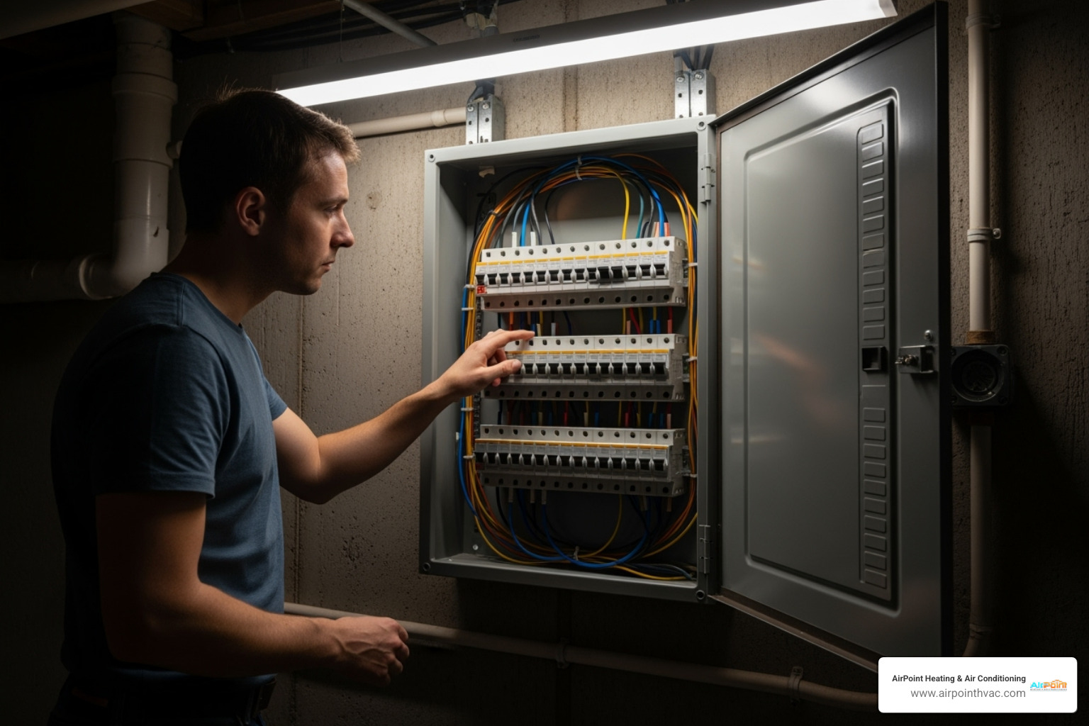 homeowner checking circuit breaker panel - emergency heating repair in anaheim ca homeowner checking circuit breaker panel - emergency heating repair in anaheim ca