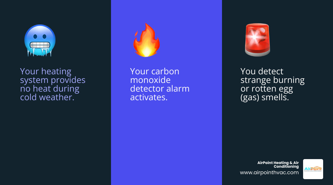 infographic showing top 3 signs you need emergency heating repair: no heat during cold weather, strange burning or gas smells, and carbon monoxide detector alarm - 24 hour heating service in downey ca infographic 3_facts_emoji_blue infographic showing top 3 signs you need emergency heating repair: no heat during cold weather, strange burning or gas smells, and carbon monoxide detector alarm - 24 hour heating service in downey ca infographic 3_facts_emoji_blue