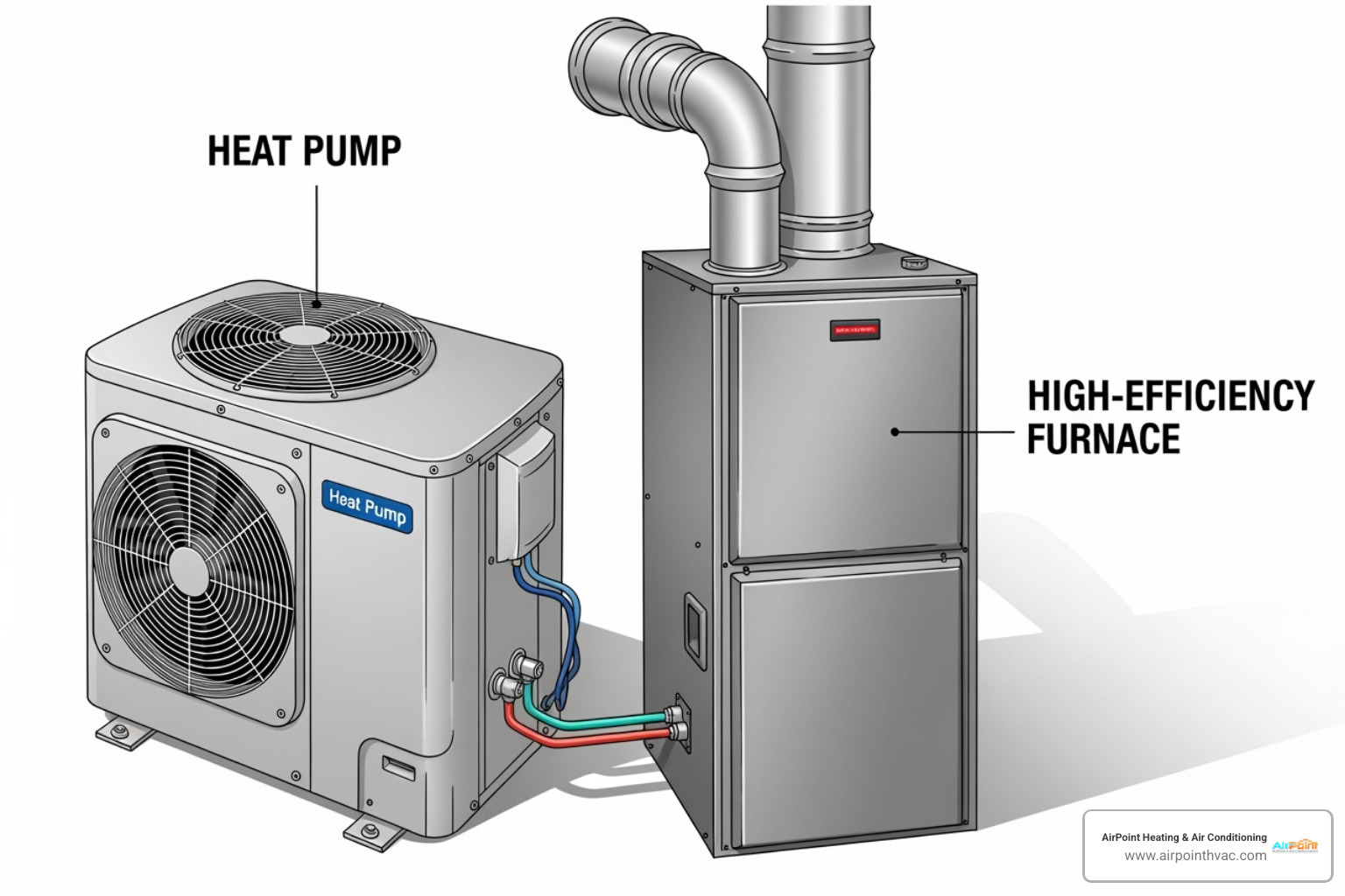 diagram of a heat pump and a high-efficiency furnace side-by-side - new heating installation in beverly hills ca diagram of a heat pump and a high-efficiency furnace side-by-side - new heating installation in beverly hills ca