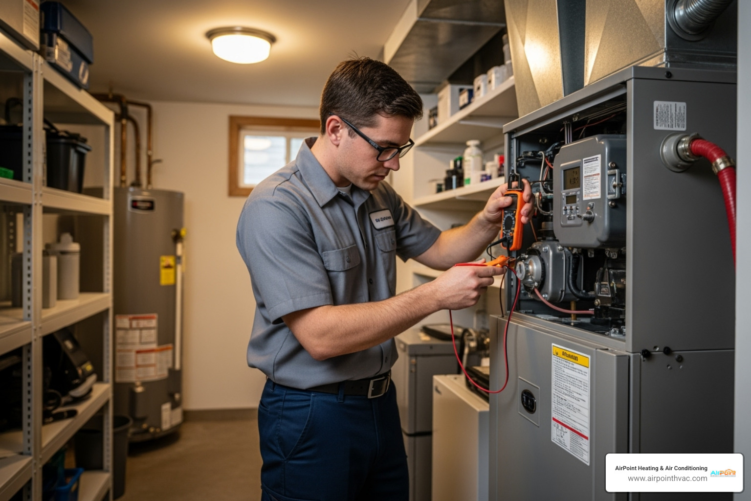 technician performing a tune-up on a clean heating unit - 24 hour heating service in brea ca