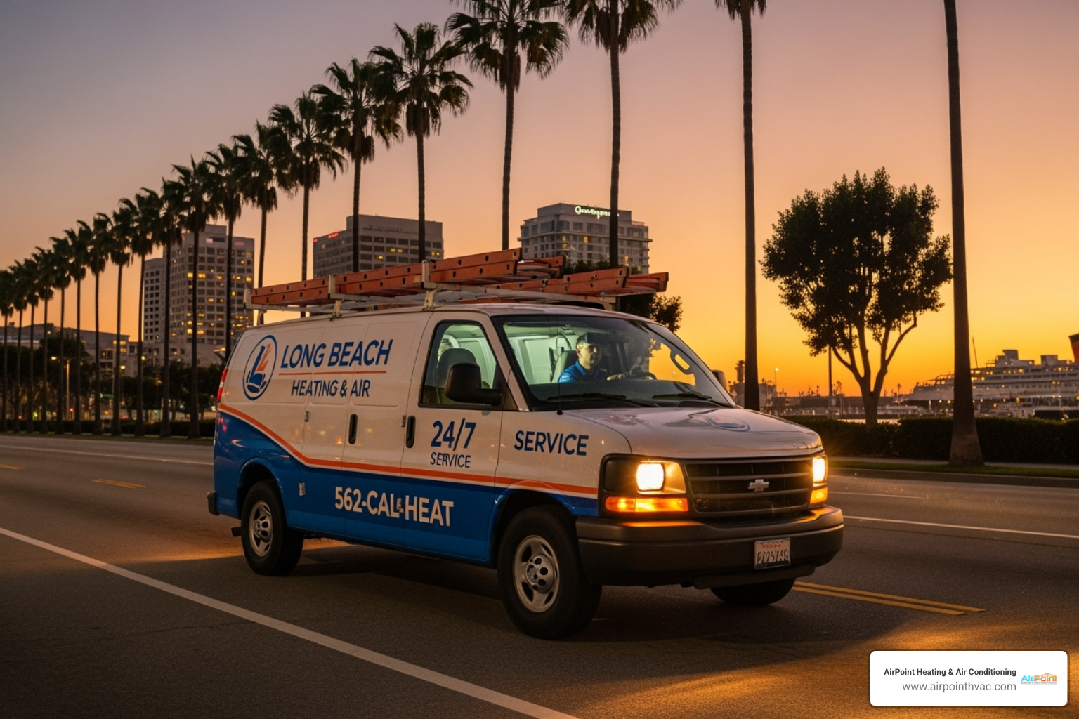 checklist with items like "Licensed," "Insured," and "Local" - 24 hour heating service in long beach ca