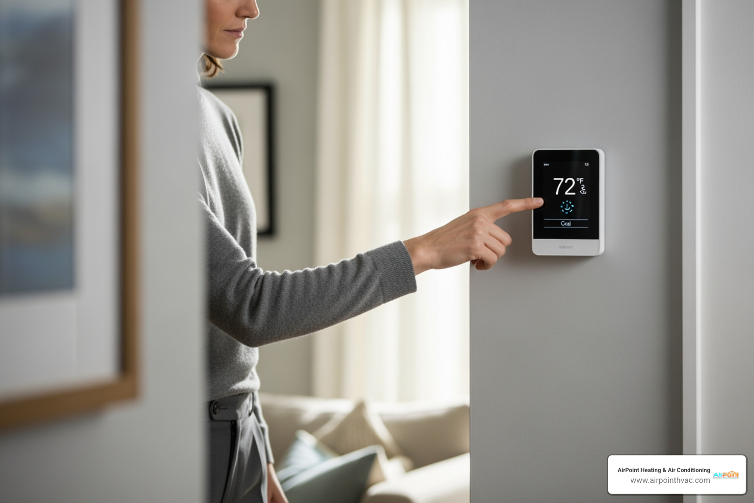 person checking a thermostat - 24/7 heating repair in lake forest ca