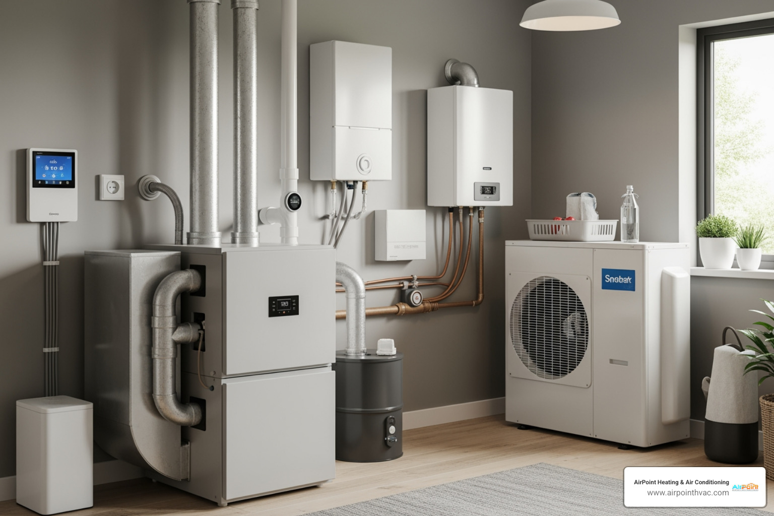 various modern heating systems including a furnace and a heat pump - heating installation in redondo beach ca