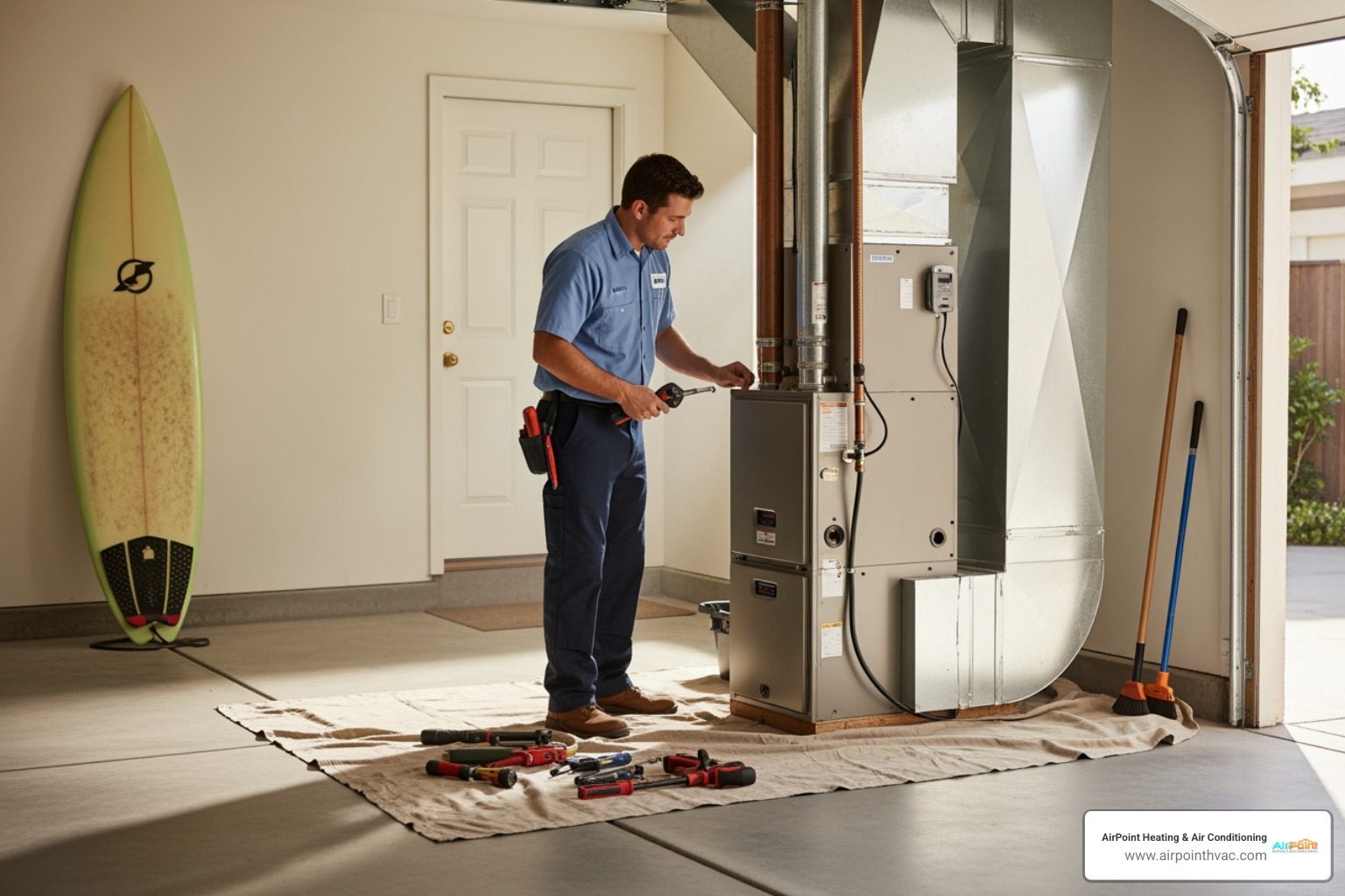 Infographic showing the benefits of professional furnace installation in coastal areas: improved energy efficiency with AFUE ratings of 90%+, protection against salt air corrosion through corrosion-resistant materials, proper load calculations for consistent comfort, safety testing including combustion analysis and carbon monoxide checks, and compliance with California Title 24 energy standards - furnace installation in huntington beach ca Infographic showing the benefits of professional furnace installation in coastal areas: improved energy efficiency with AFUE ratings of 90%+, protection against salt air corrosion through corrosion-resistant materials, proper load calculations for consistent comfort, safety testing including combustion analysis and carbon monoxide checks, and compliance with California Title 24 energy standards - furnace installation in huntington beach ca