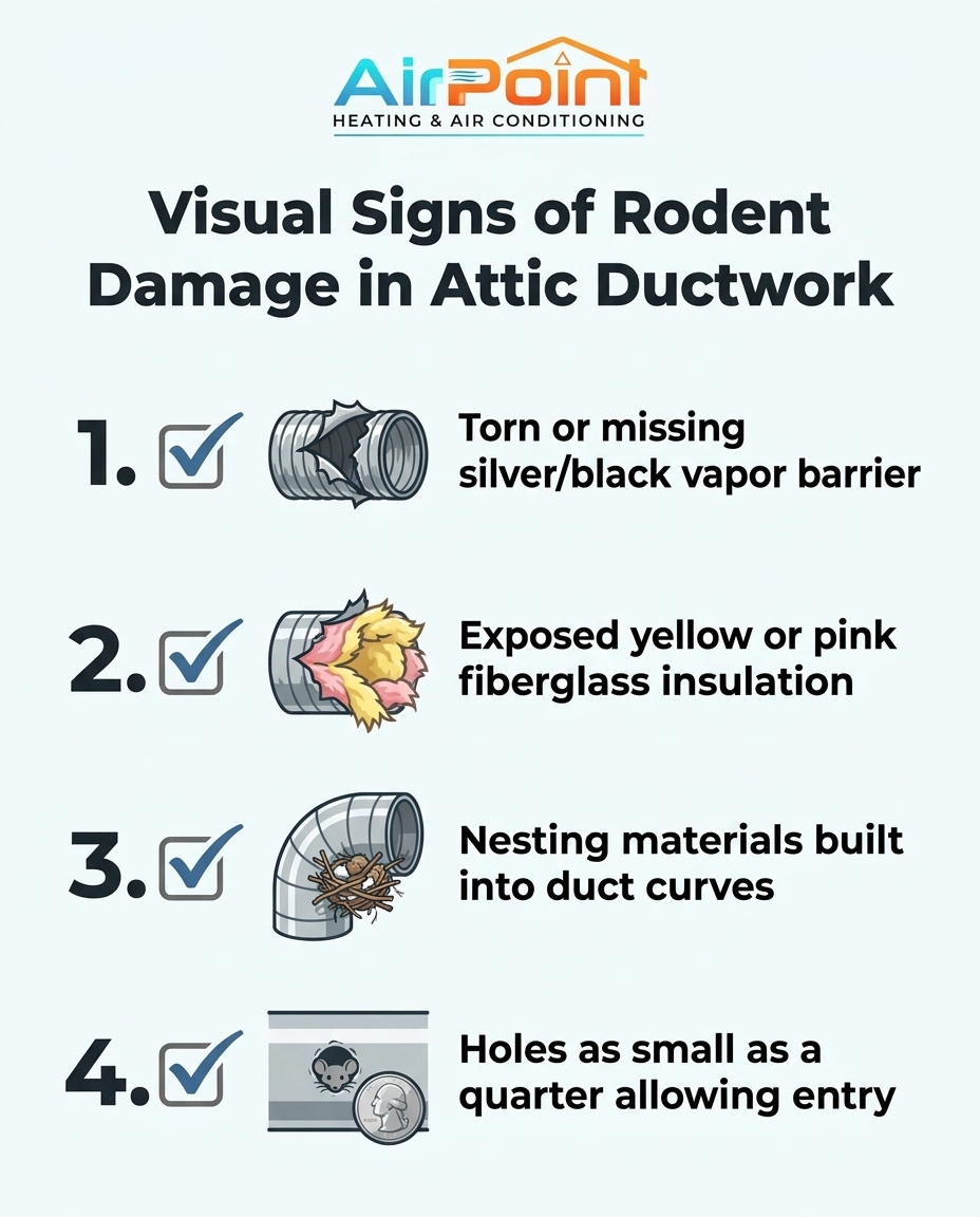 Visual Signs of Rodent Damage in Attic Ductwork