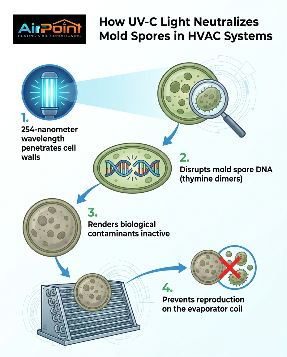 How UV-C Light Neutralizes Mold Spores in HVAC Systems