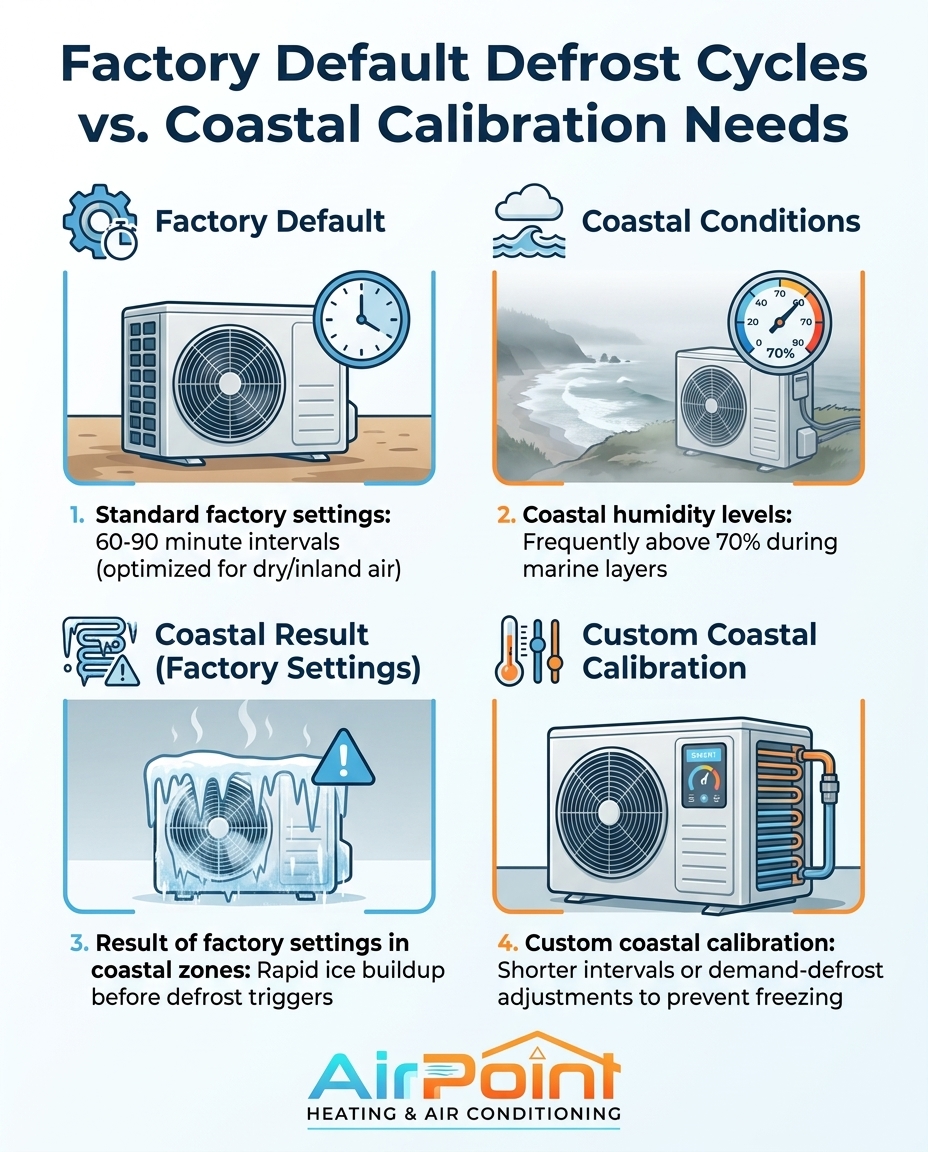 Factory Default Defrost Cycles vs. Coastal Calibration Needs