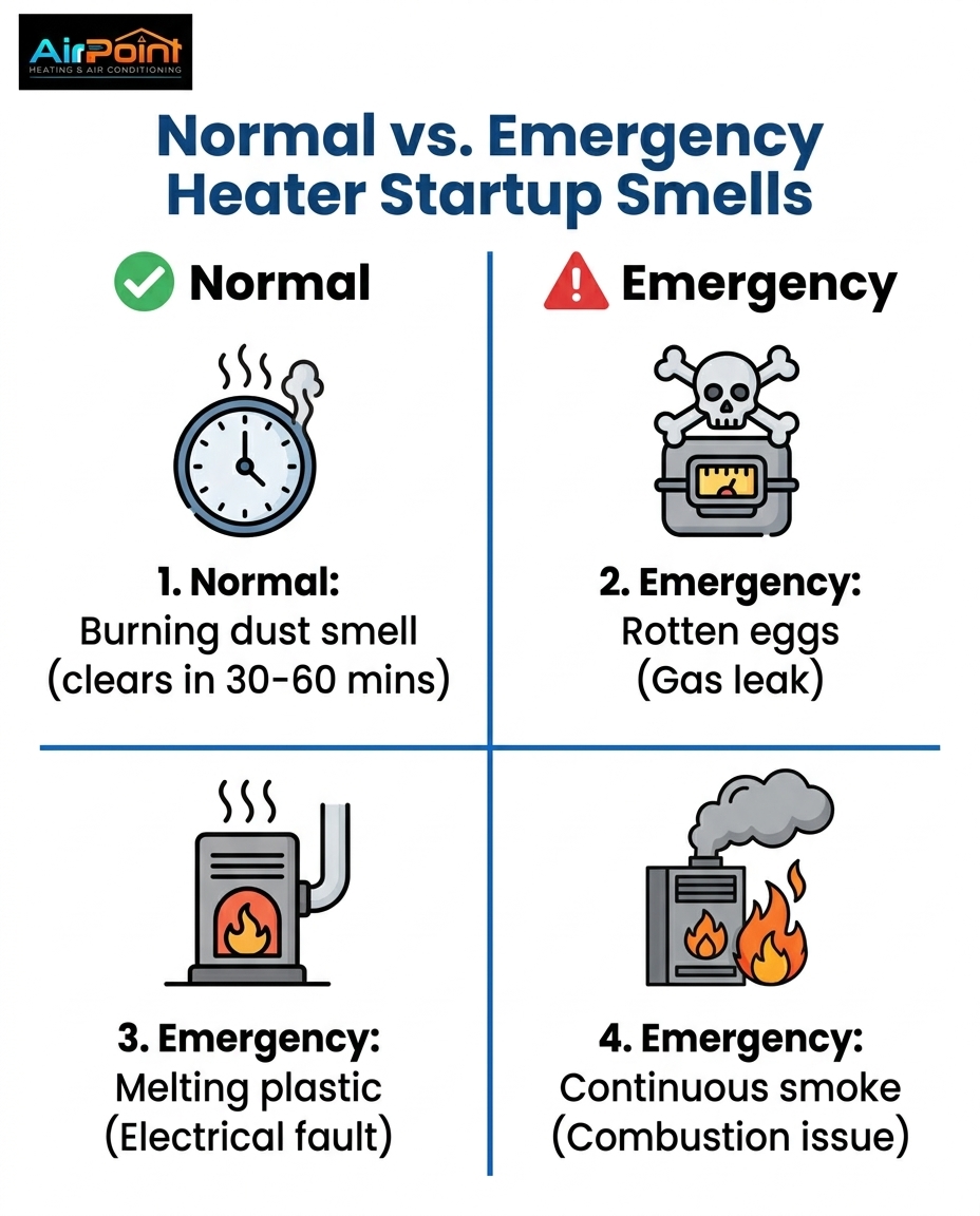 Normal vs. Emergency Heater Startup Smells