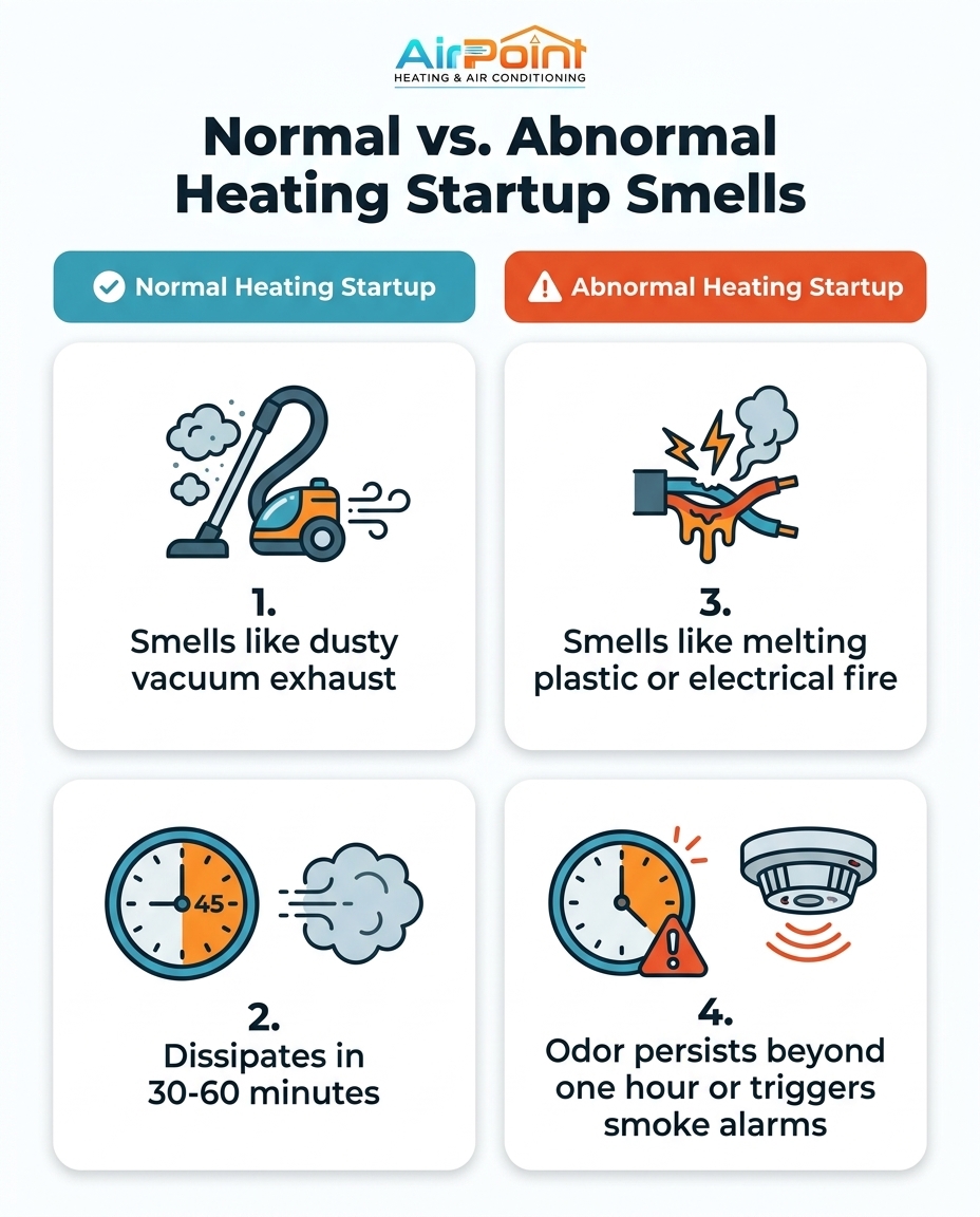 Normal vs. Abnormal Heating Startup Smells