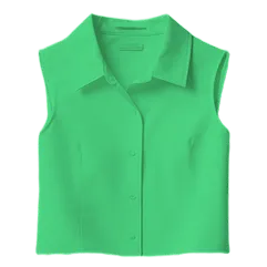 A green shirt featuring buttons down the front, showcasing a classic and casual style.