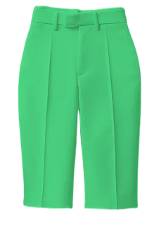 Green shorts displayed prominently, featuring a bold message urging for attention.