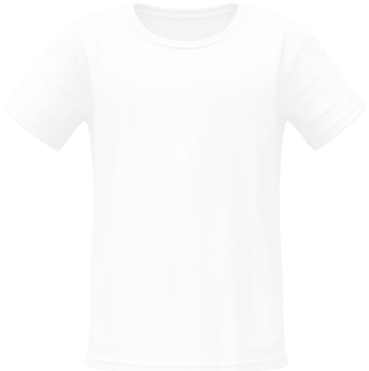 A plain white t-shirt displayed against a simple background.