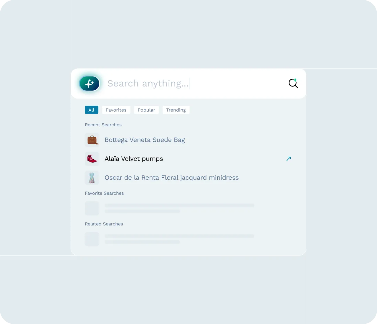 Search bar with typed query 'studded buckled' showing suggestions for studded buckled heels and related products with small shoe images.