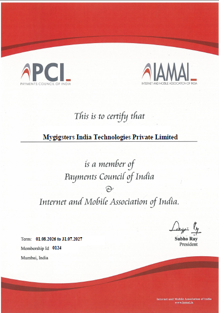 Payments Council of India and IAMAI membership certificate