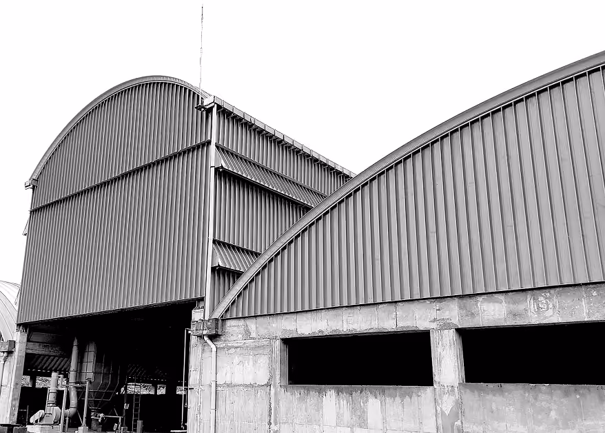 Exterior of arched structures with wall cladding details