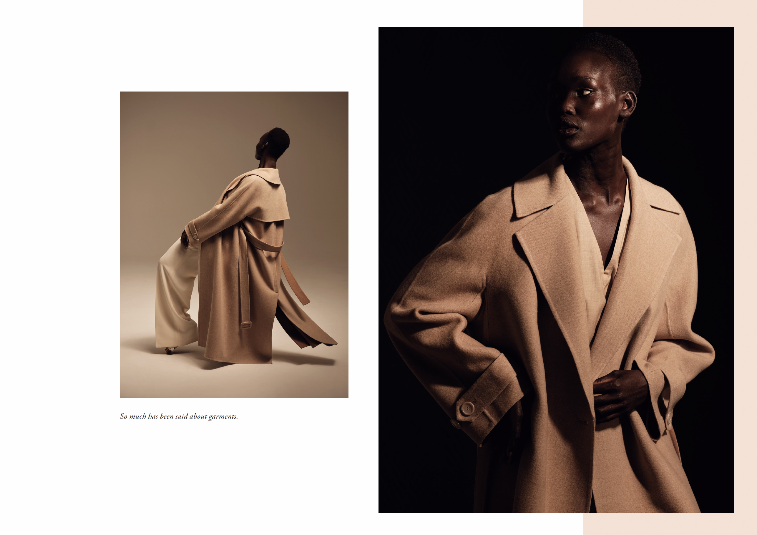 Cashmere coat, black woman