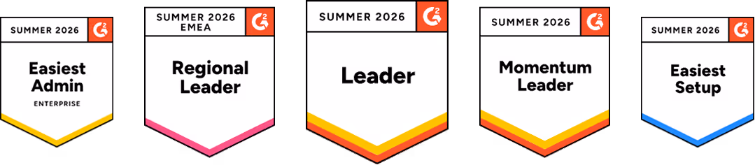 Five G2 badges for winter 2025 reading Momentum Leader, Best Usability, Leader, Best Relationship, and Small Business Leader Middle East.