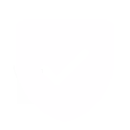 White shield containing a black checkmark symbol inside.