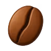 Single brown coffee bean with a visible central crease on a transparent background.