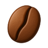Single brown coffee bean with a visible central crease on a transparent background.