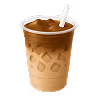 Iced coffee in a plastic cup with a white straw.