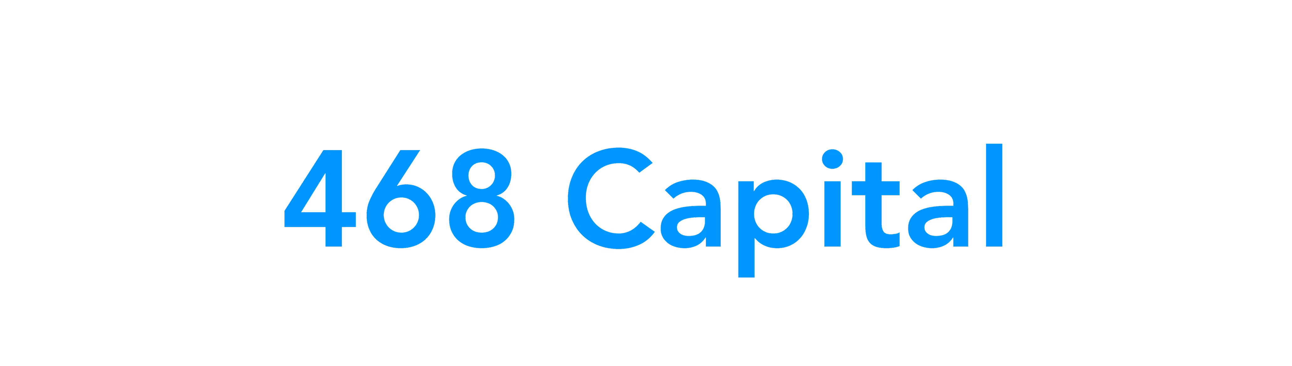 Text reading '468 Capital' in bright blue on a black background.