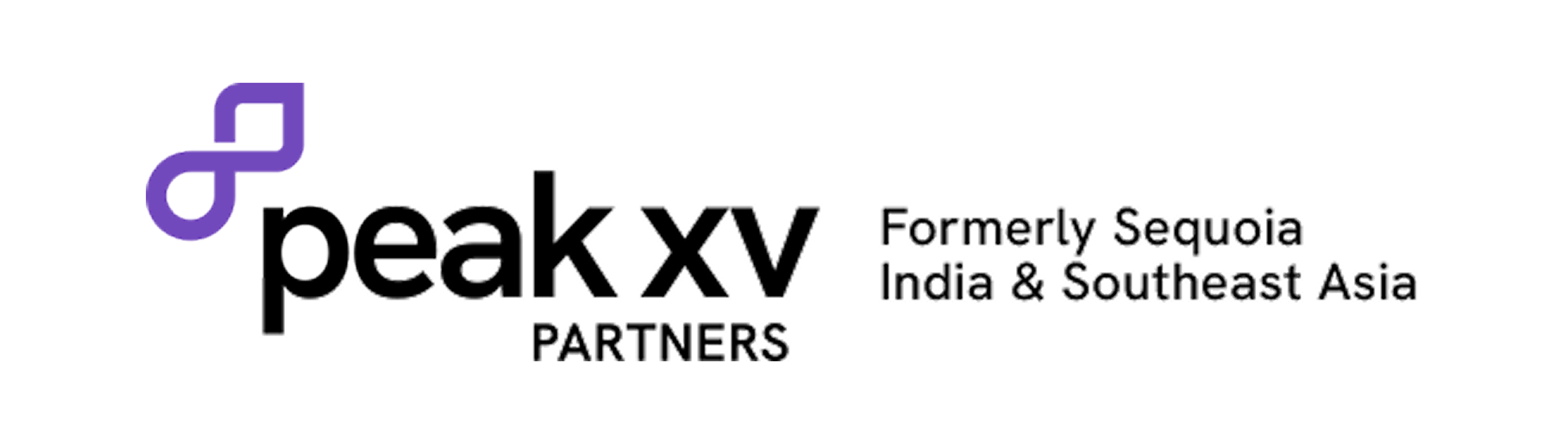 Peak XV Partners logo with purple abstract symbol and text reading 'Peak XV Partners, Formerly Sequoia India & Southeast Asia'.