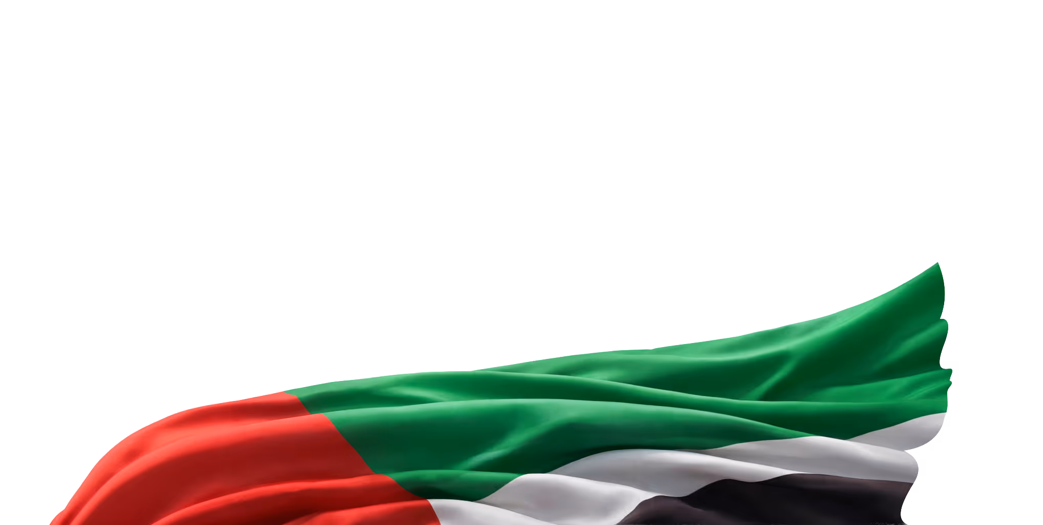 Waving flag with horizontal stripes of green, white, and black, and a red vertical stripe on the left side.