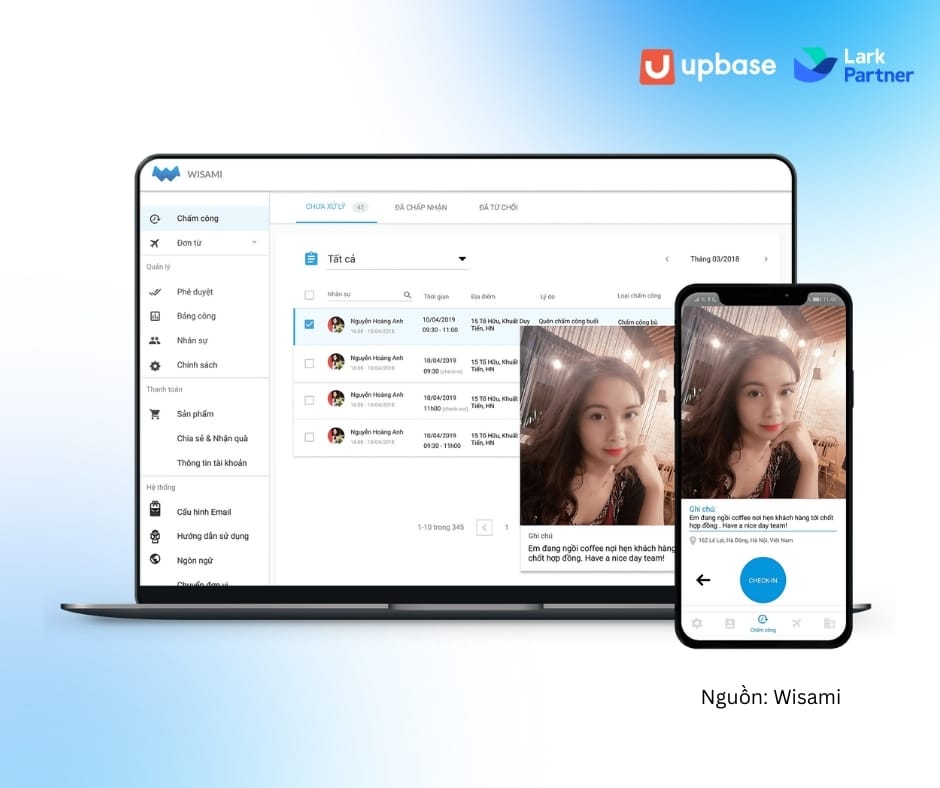 Phần mềm quản lý chấm công bằng Face ID Wisami