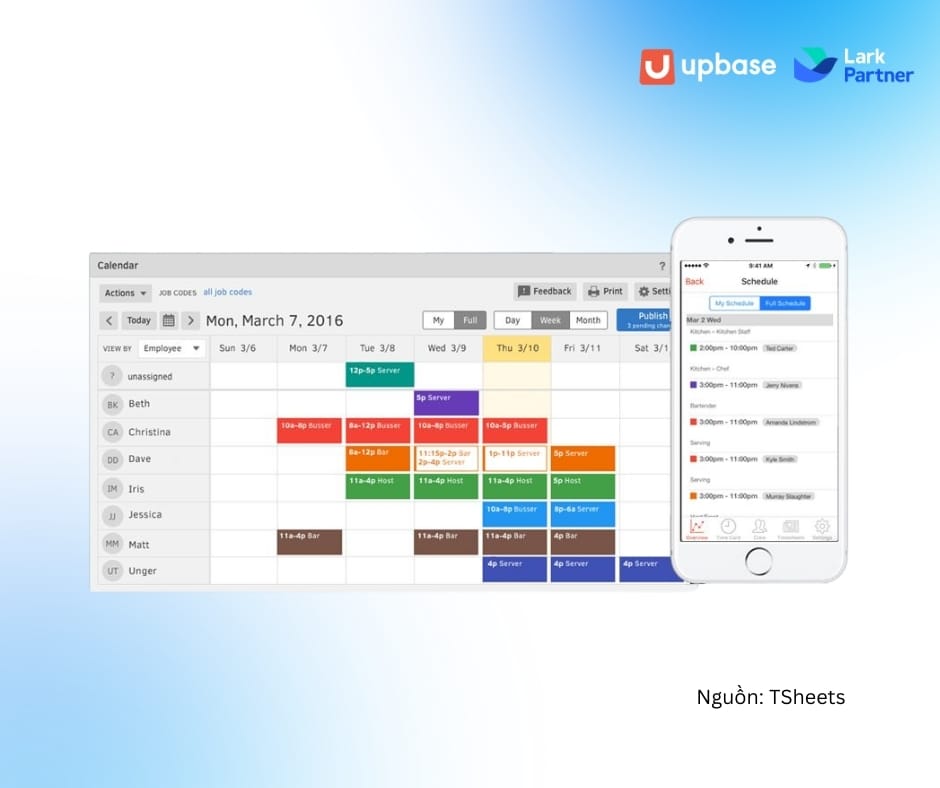 Phần mềm chấm công định vị trên điện thoại đa năng TSheets