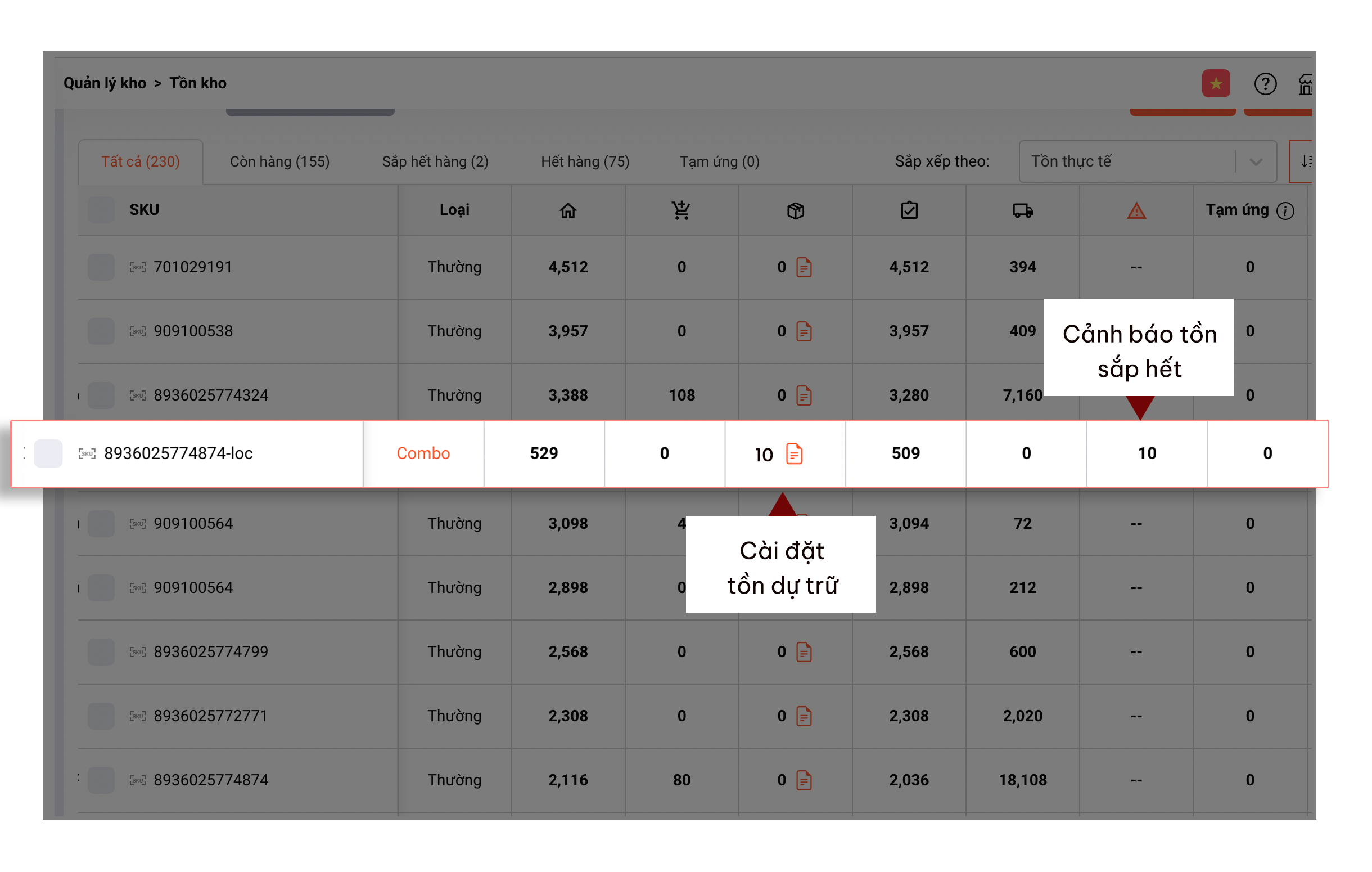 Cập nhật tồn real-time trên phần mềm UpBase SMEs