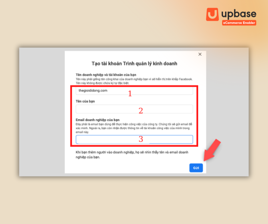 Điền đầy đủ và chính xác thông tin được yêu cầu