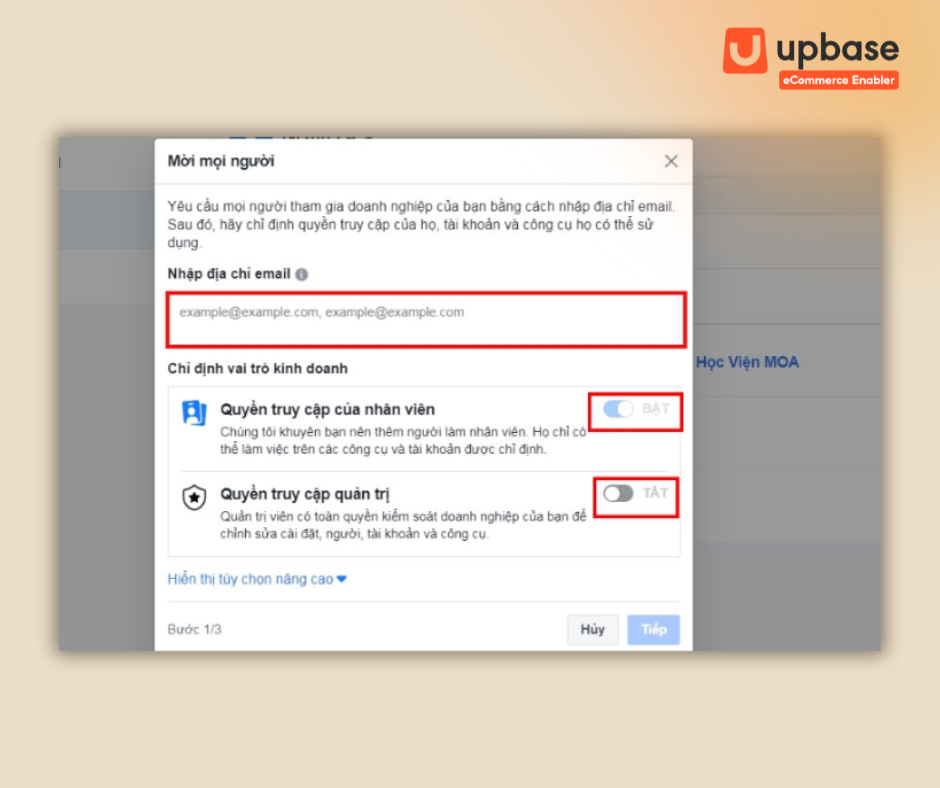 Sau khi thêm Người thì sẽ có một cửa sổ hiện lên, bạn nhập lại email của người đó