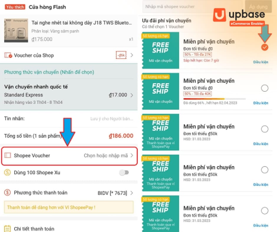 Cách sử dụng mã miễn phí vận chuyển Shopee
