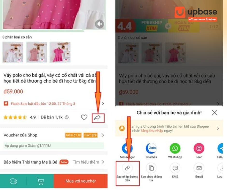 Lấy link sản phẩm muốn affiliate