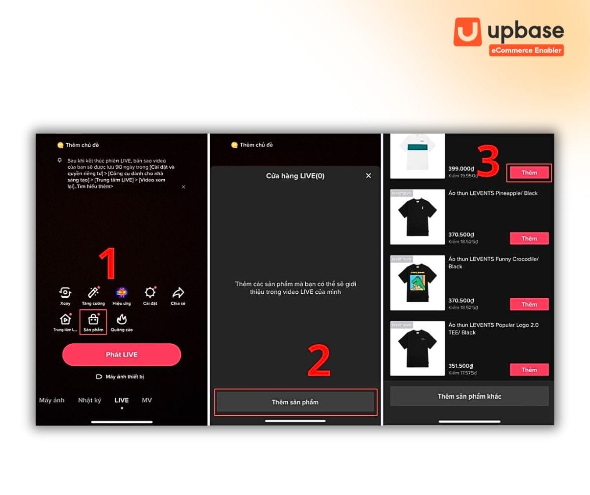 Bạn bấm chọn mục “Sản phẩm” rồi “Thêm sản phẩm”.