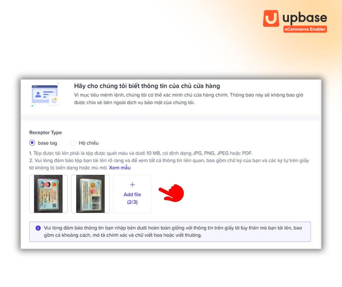 Bạn chụp hoặc scan ảnh mặt trước và mặt sau CCCD, giấy đăng ký kinh doanh.