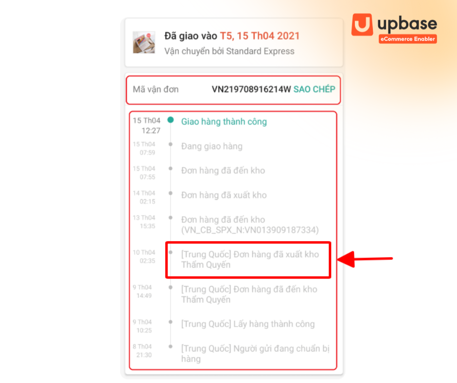 Đơn hàng đã xuất kho Thâm Quyến nghĩa là gì?