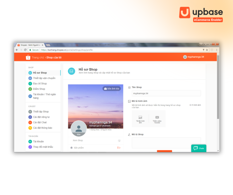 Thiết lập hồ sơ Shop