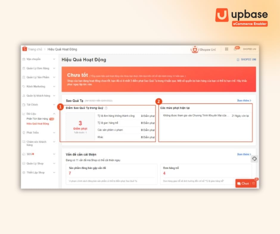 Hướng dẫn kiểm tra điểm phạt Sao quả tạ Shopee