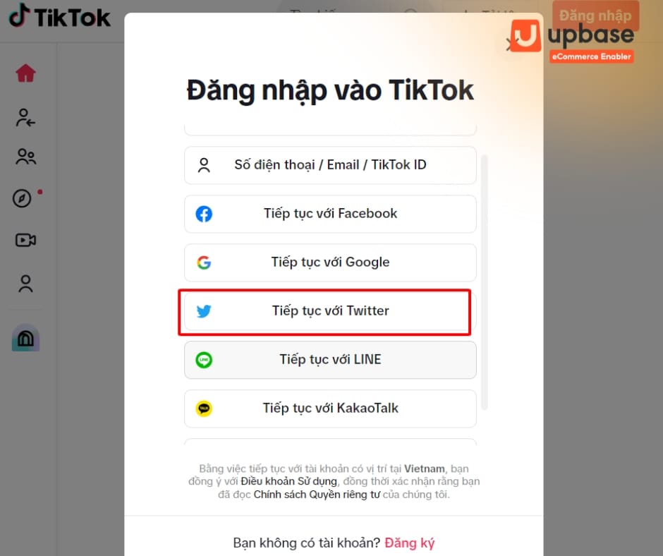 Đăng nhập bằng tài khoản Twitter