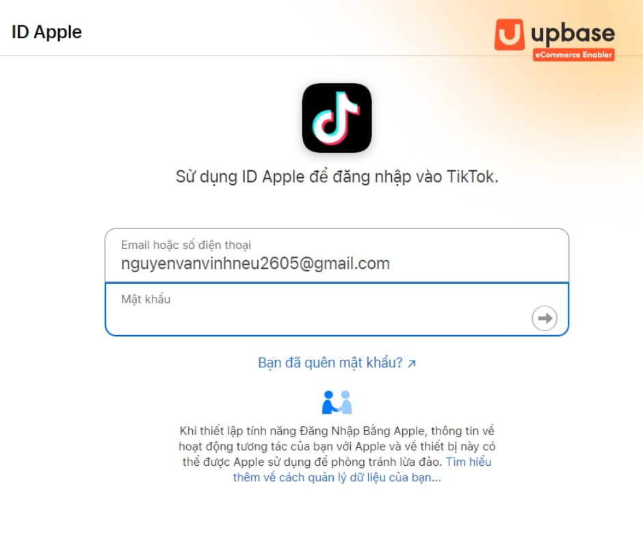 Điền Email/số điện thoại hoặc mật khẩu ID Apple