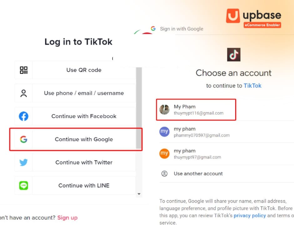 Đăng nhập TikTok bằng tài khoản Google