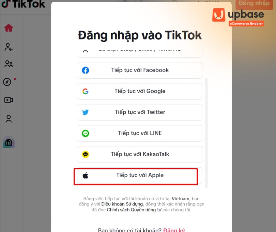 Đăng nhập TikTok bằng tài khoản Apple